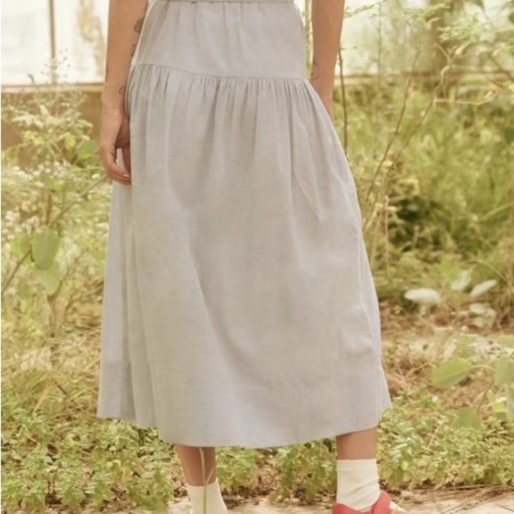 Joie Women’s Linen Blend Cream Pull On Peasant Boho Midi Skirt Size Large